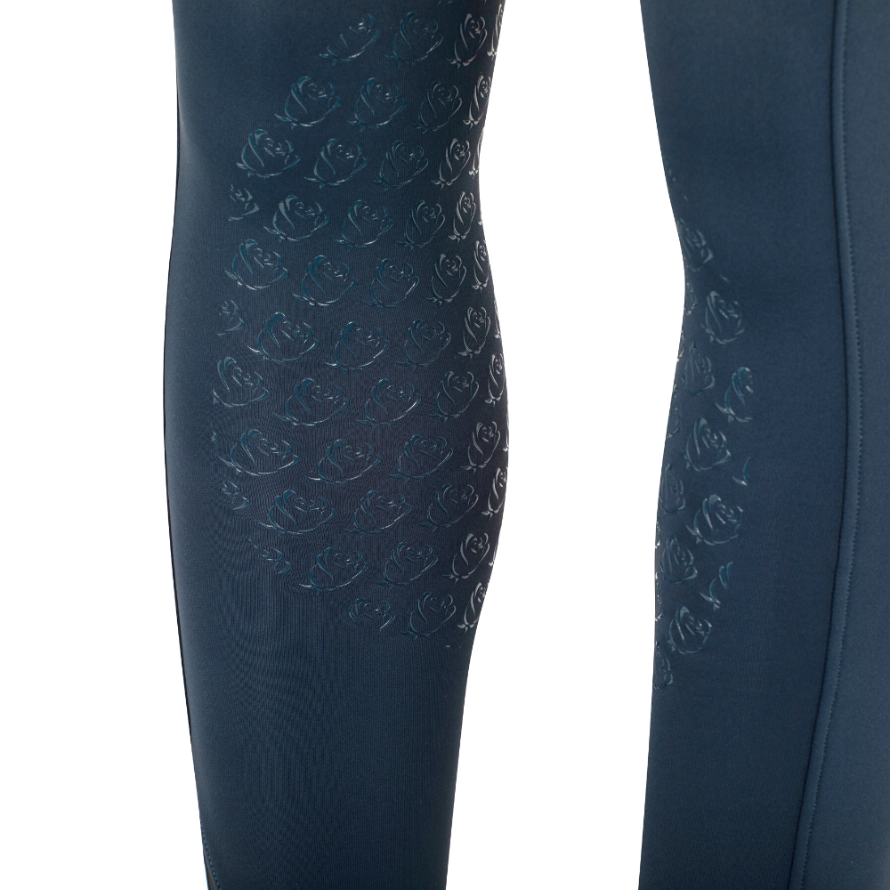 Navy Knee Grip Fleece Lined Riding Leggings - Belt Loops