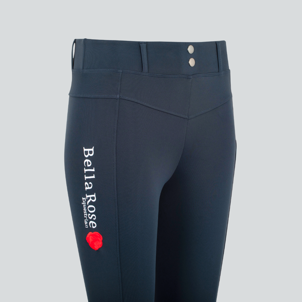 Navy Knee Grip Fleece Lined Riding Leggings - Belt Loops