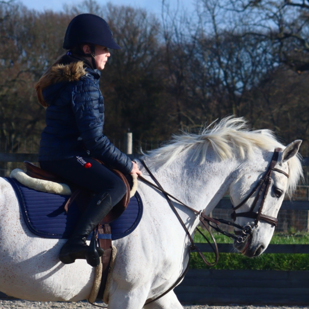 Navy Knee Grip Fleece Lined Riding Leggings - Belt Loops