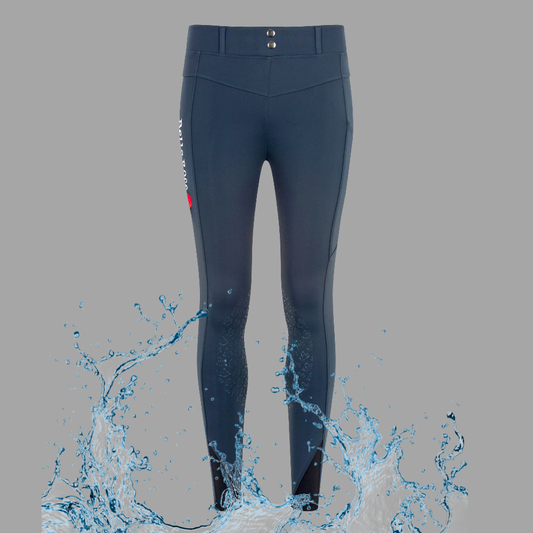 Junior Water Repellent Navy Knee Grip Riding Leggings