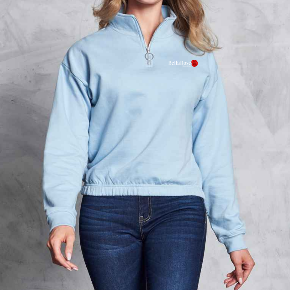 1/4 Zip Cropped Sweatshirt Baby Blue