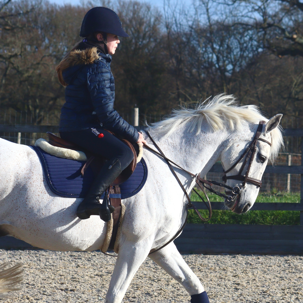 Felicities Riding Gear Bella Rose Junior Navy Fleece Lined Riding Leggings | Belt Loops ...