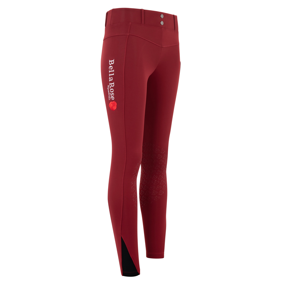 Junior Burgundy Fleece Lined Riding Leggings - Belt Loops